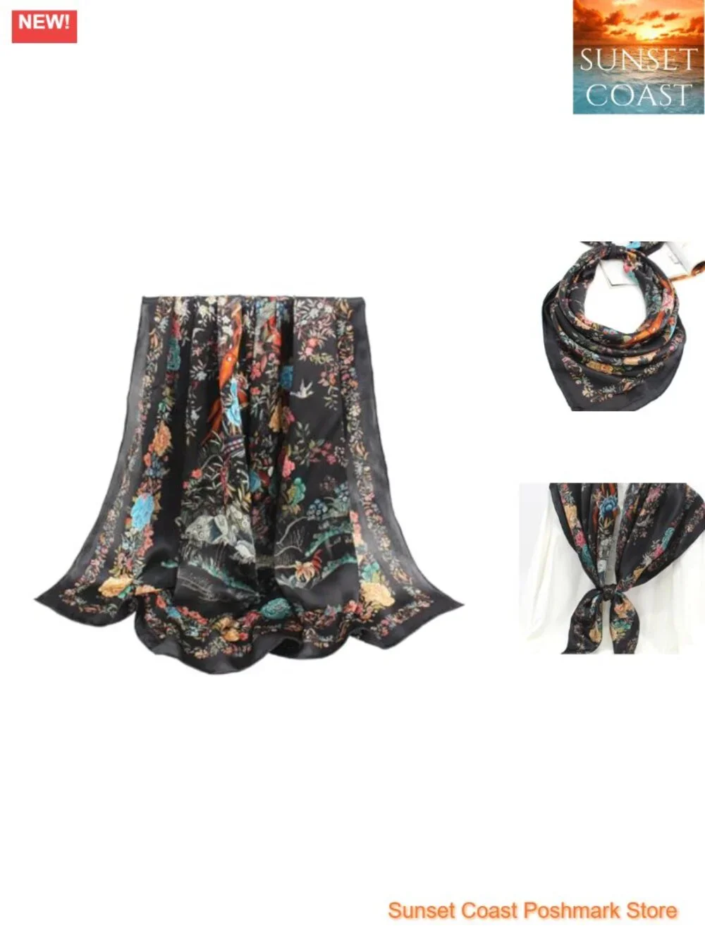 100% Mulberry Silk Large Square Scarf Shawl, Versatile Wrap for Head Neck